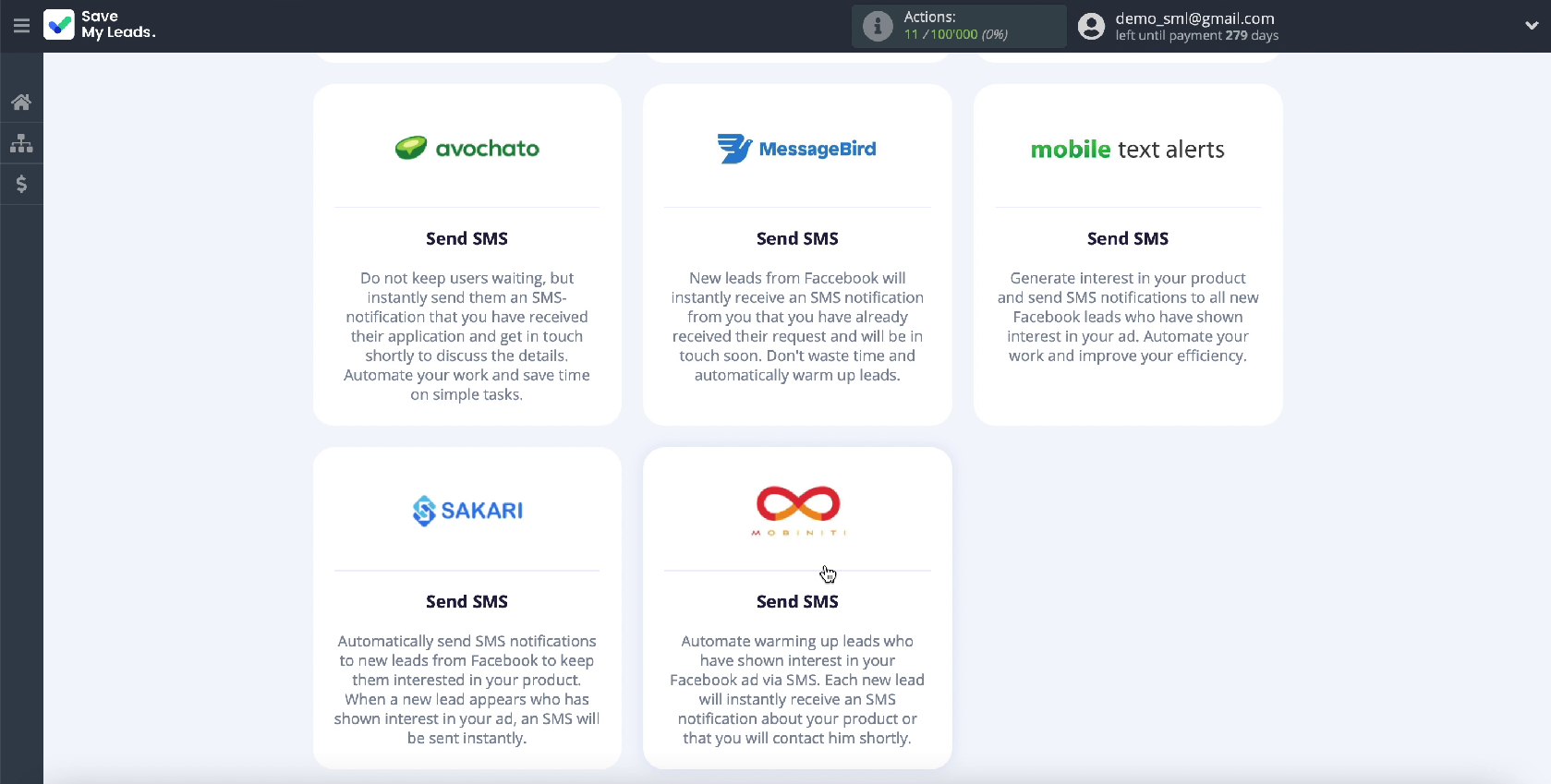 How to Send SMS via Mobiniti from New Facebook Leads | Choose a ready-made Mobiniti template How to Send SMS via Mobiniti from New Facebook Leads | Choose a ready-made Mobiniti template