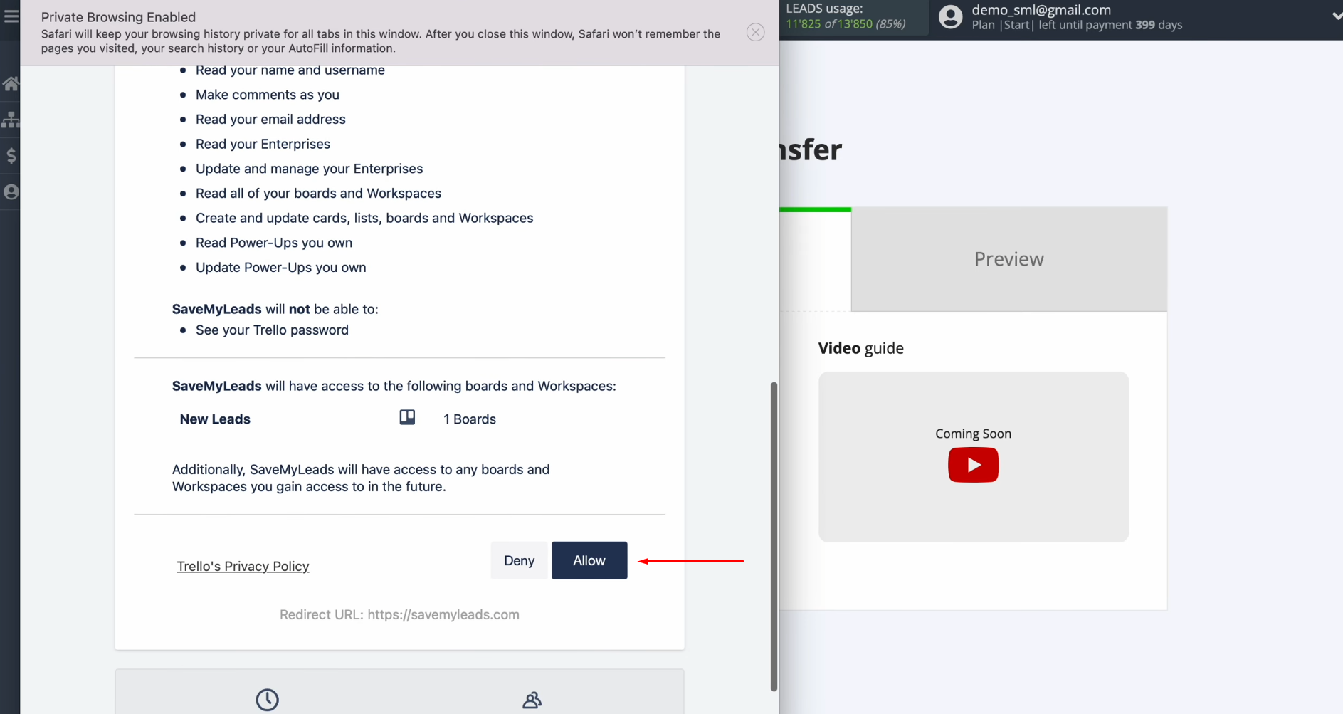 Google Lead Form and Trello integration | Click “Allow” Google Lead Form and Trello integration | Click “Allow”