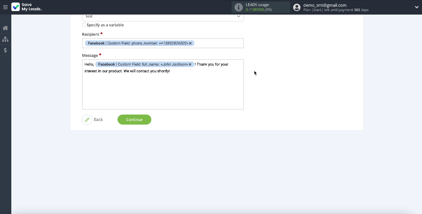 Facebook and The Texting integration | Fill in the Message field Facebook and The Texting integration | Fill in the Message field