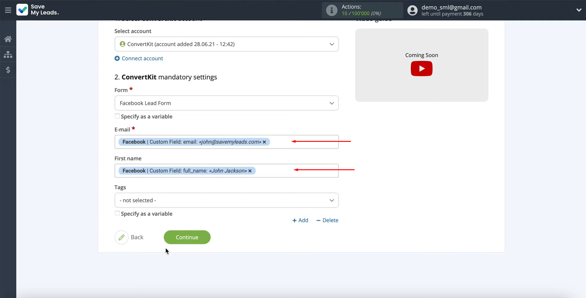 Facebook and ConvertKit integration | Fill out the subscriber fields Facebook and ConvertKit integration | Fill out the subscriber fields