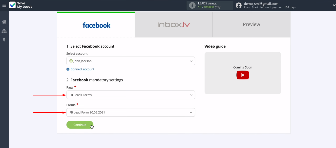 Facebook and INBOX.LV integration | Define ad page and lead form Facebook and INBOX.LV integration | Define ad page and lead form