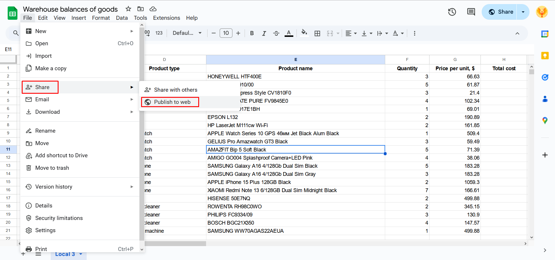 Publishing to web Publishing to web