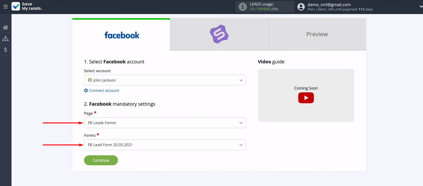 Facebook and Simla integration | Spesify required parameters Facebook and Simla integration | Spesify required parameters