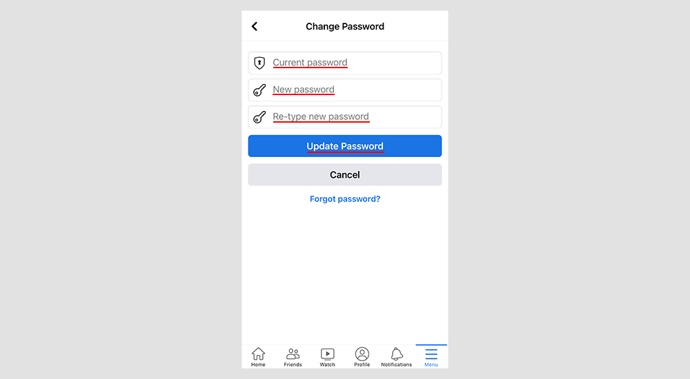 Enter new password Enter new password