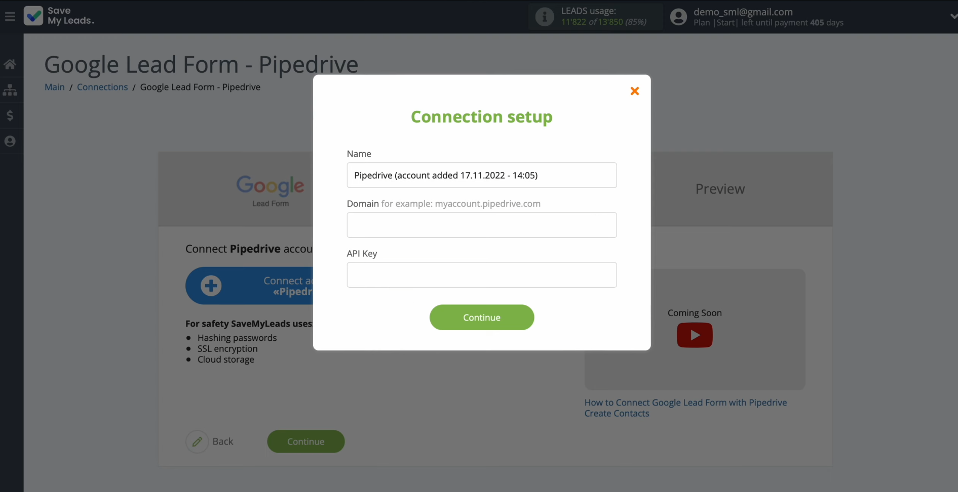 Pipedrive and Google Ads Lead Form integration | Provide your domain and API key Pipedrive and Google Ads Lead Form integration | Provide your domain and API key