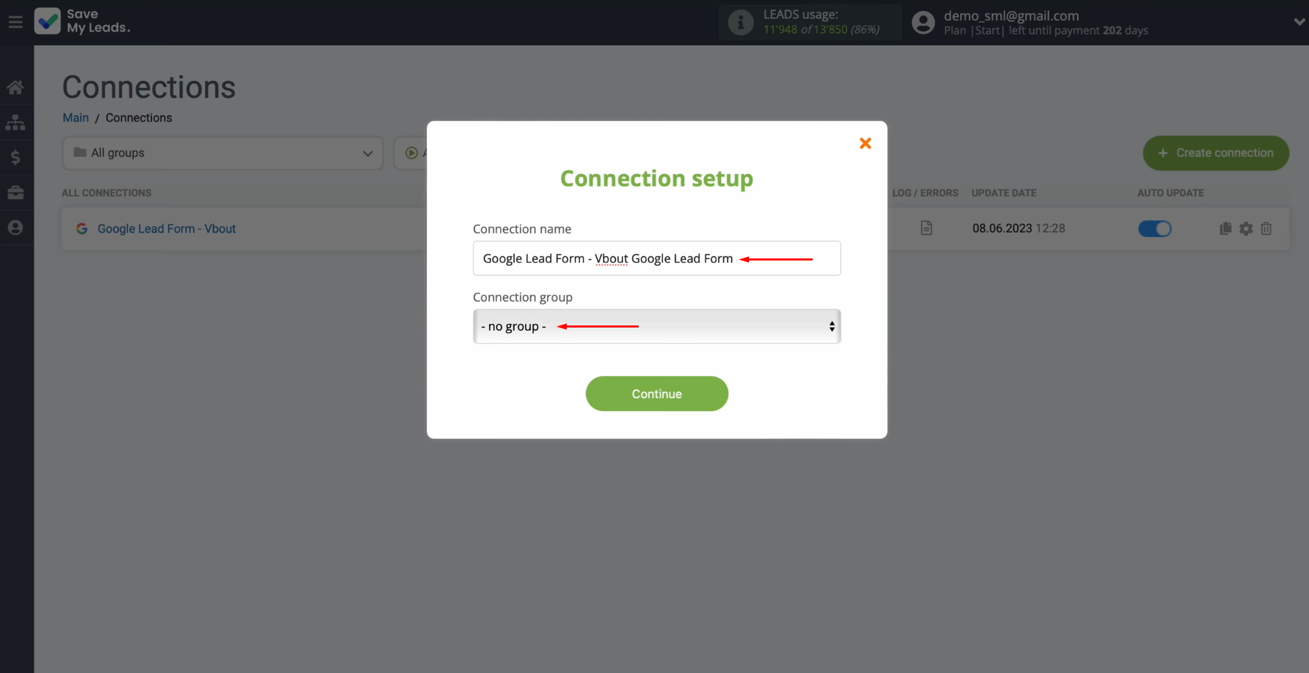 Google Ads Lead Form and Vbout integration | Update the connection name and assign it to a specific group Google Ads Lead Form and Vbout integration | Update the connection name and assign it to a specific group