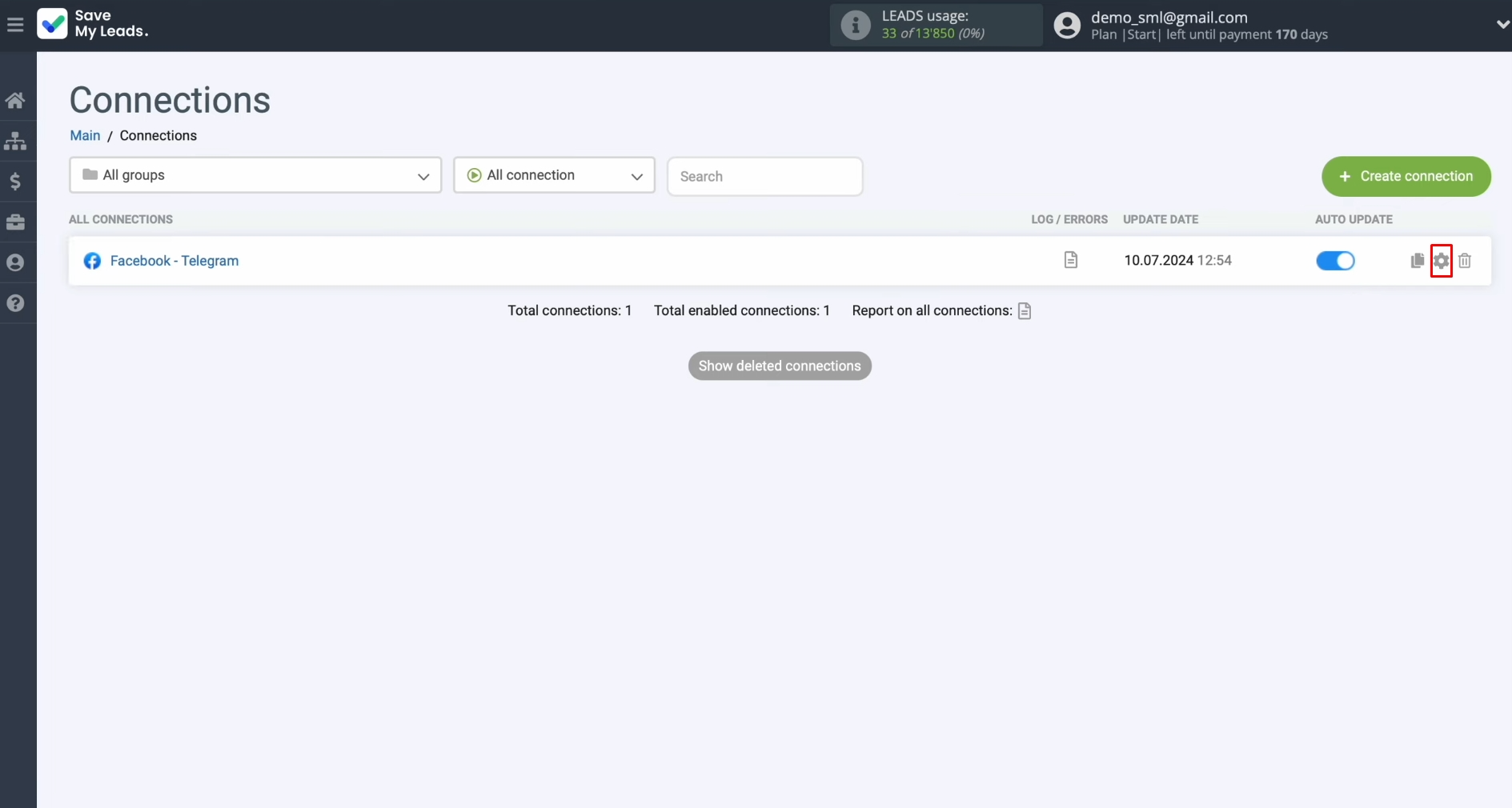 Facebook and Telegram integration | Click on the gear icon Facebook and Telegram integration | Click on the gear icon