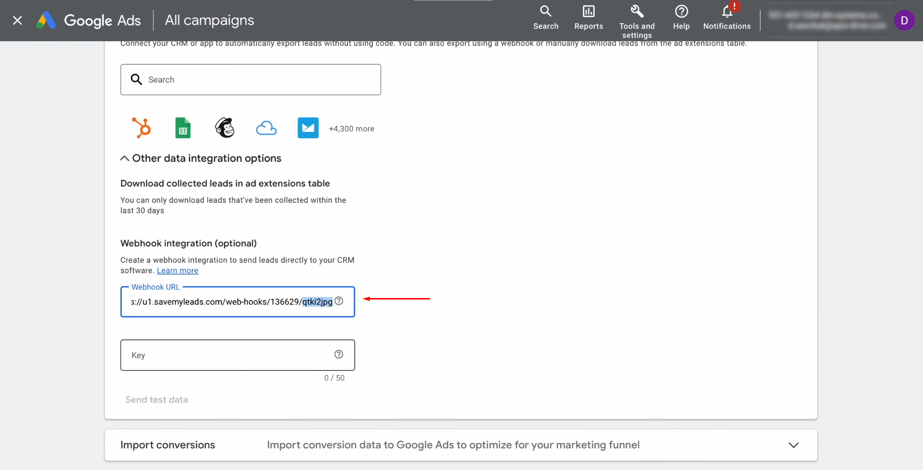 Google Ads Lead Form and Vbout integration | Copy the last portion of the URL Google Ads Lead Form and Vbout integration | Copy the last portion of the URL