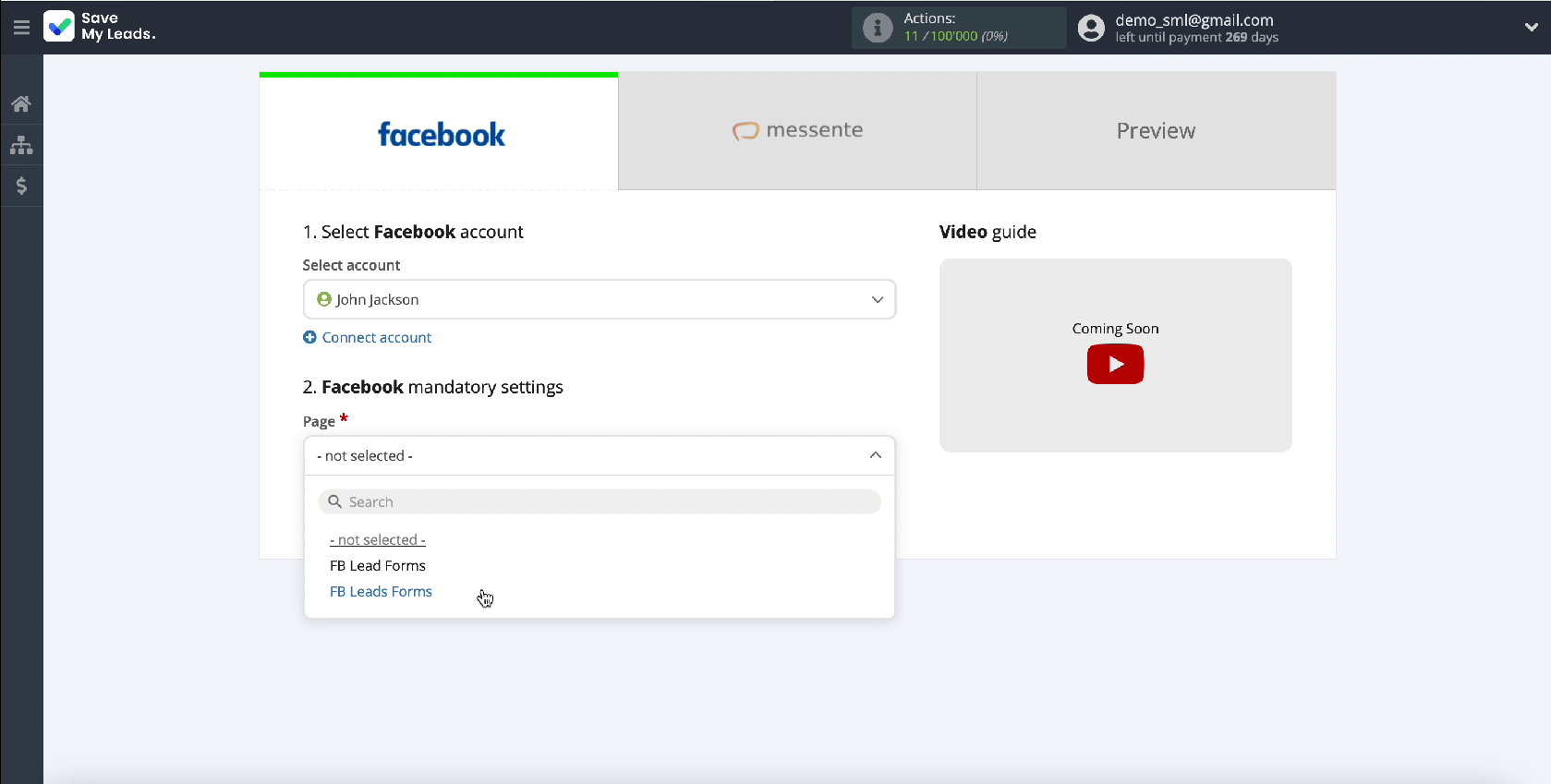 How to set up Facebook and Messente integration | Specify an advertising page How to set up Facebook and Messente integration | Specify an advertising page