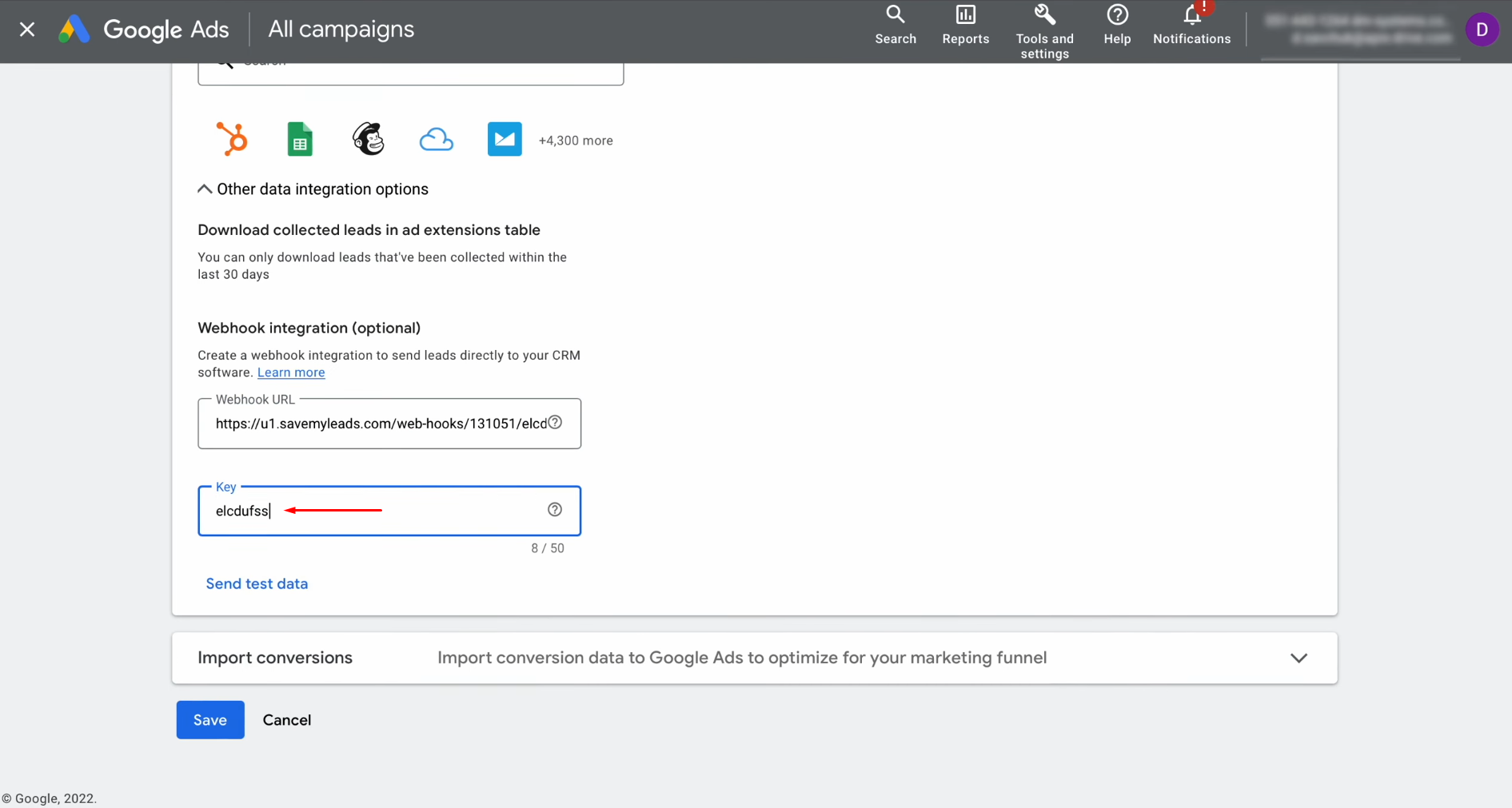 Google Lead Form and Copper integration | Paste this copied segment into the “Key” field Google Lead Form and Copper integration | Paste this copied segment into the “Key” field