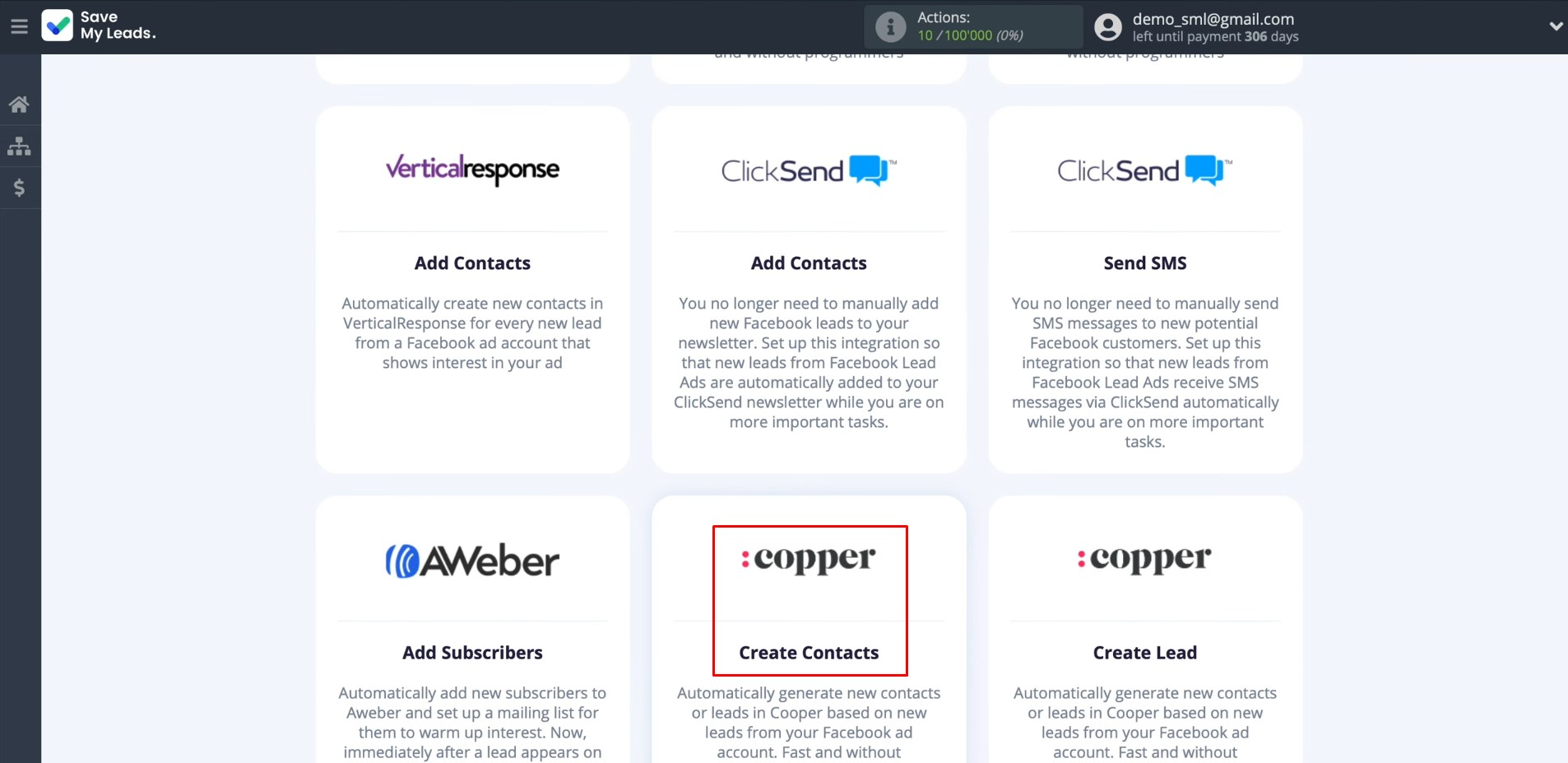Facebook and Copper integration | Select Copper (Create Contacts) Facebook and Copper integration | Select Copper (Create Contacts)