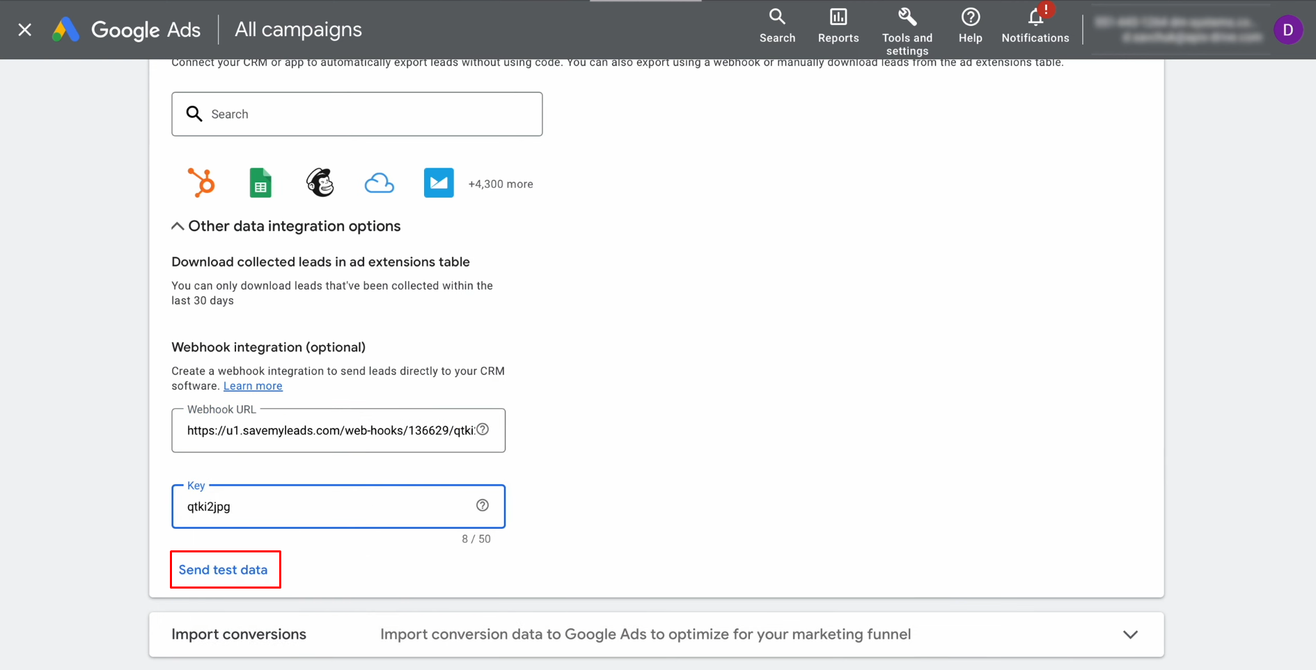 Google Ads Lead Form and Vbout integration | Send test data Google Ads Lead Form and Vbout integration | Send test data