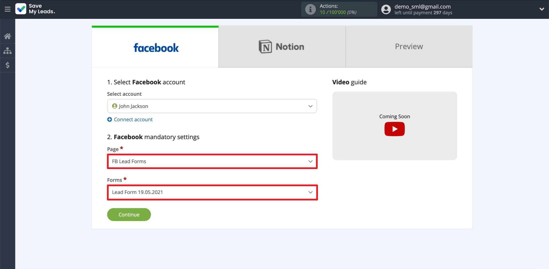 How to set up the upload of new leads from your Facebook ad account to Notion | Connecting form How to set up the upload of new leads from your Facebook ad account to Notion | Connecting form