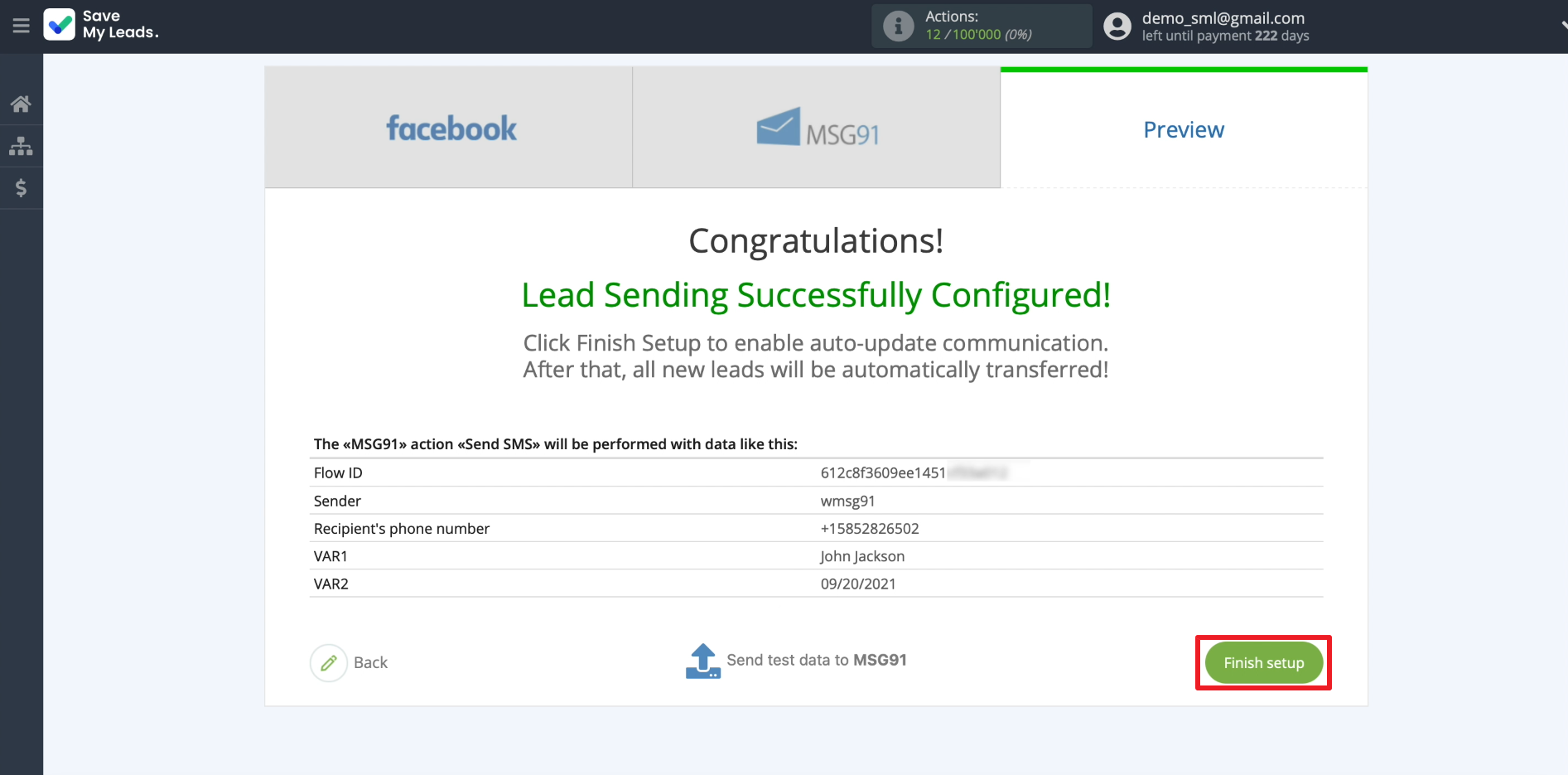 Facebook and MSG91 integration | Finishing the setup Facebook and MSG91 integration | Finishing the setup