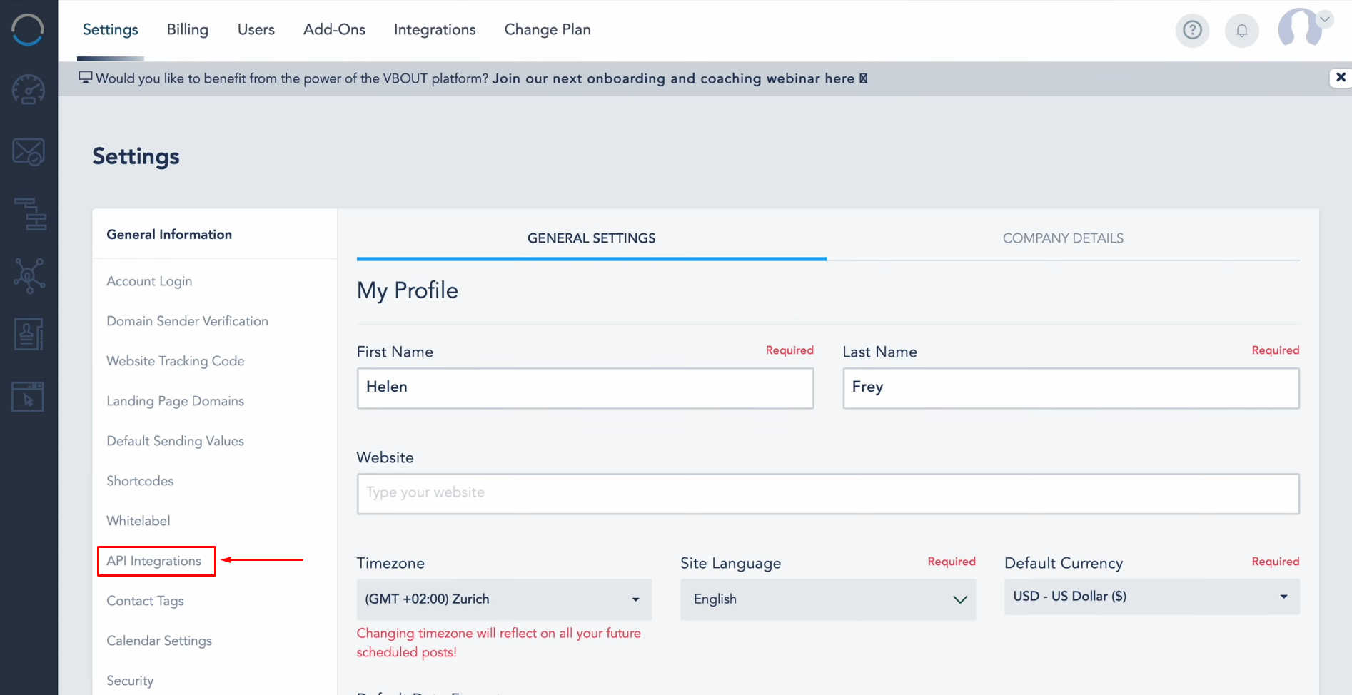 Google Ads Lead Form and Vbout integration | Go to the "API Integrations" tab Google Ads Lead Form and Vbout integration | Go to the "API Integrations" tab