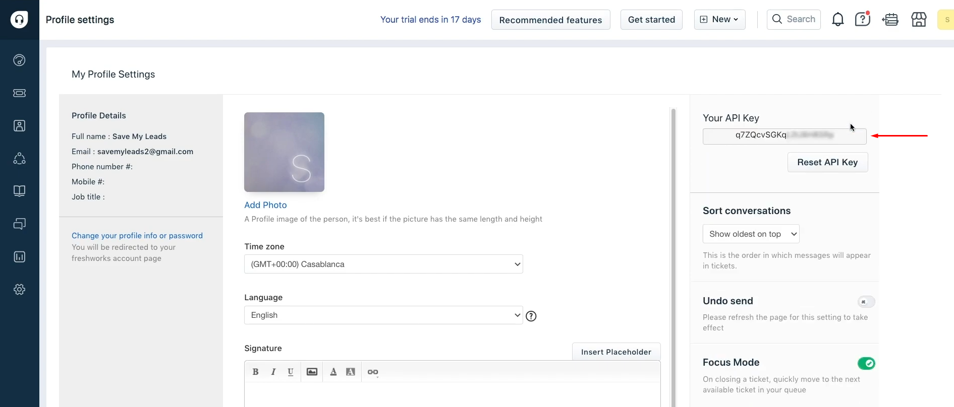Facebook Lead Ads and Freshdesk integration | Copy the API key Facebook Lead Ads and Freshdesk integration | Copy the API key