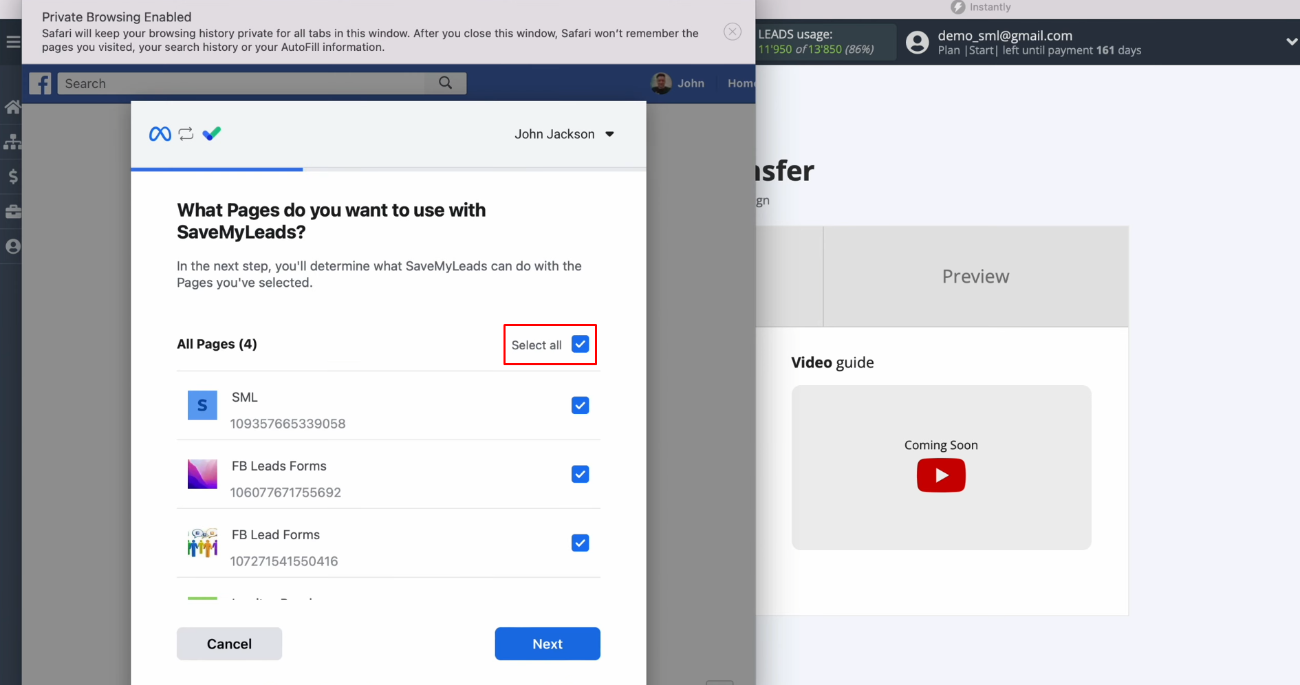 Facebook and Instantly integration | Mark all advertising pages Facebook and Instantly integration | Mark all advertising pages