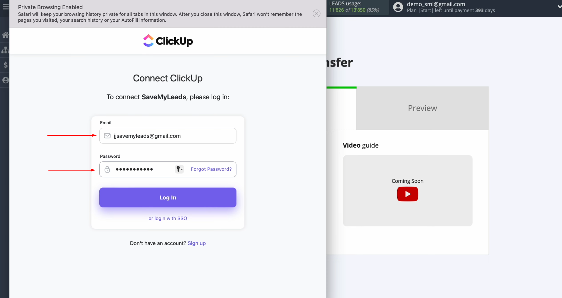 Google Ads Lead Form and ClickUp integration | Enter your ClickUp account credentials Google Ads Lead Form and ClickUp integration | Enter your ClickUp account credentials