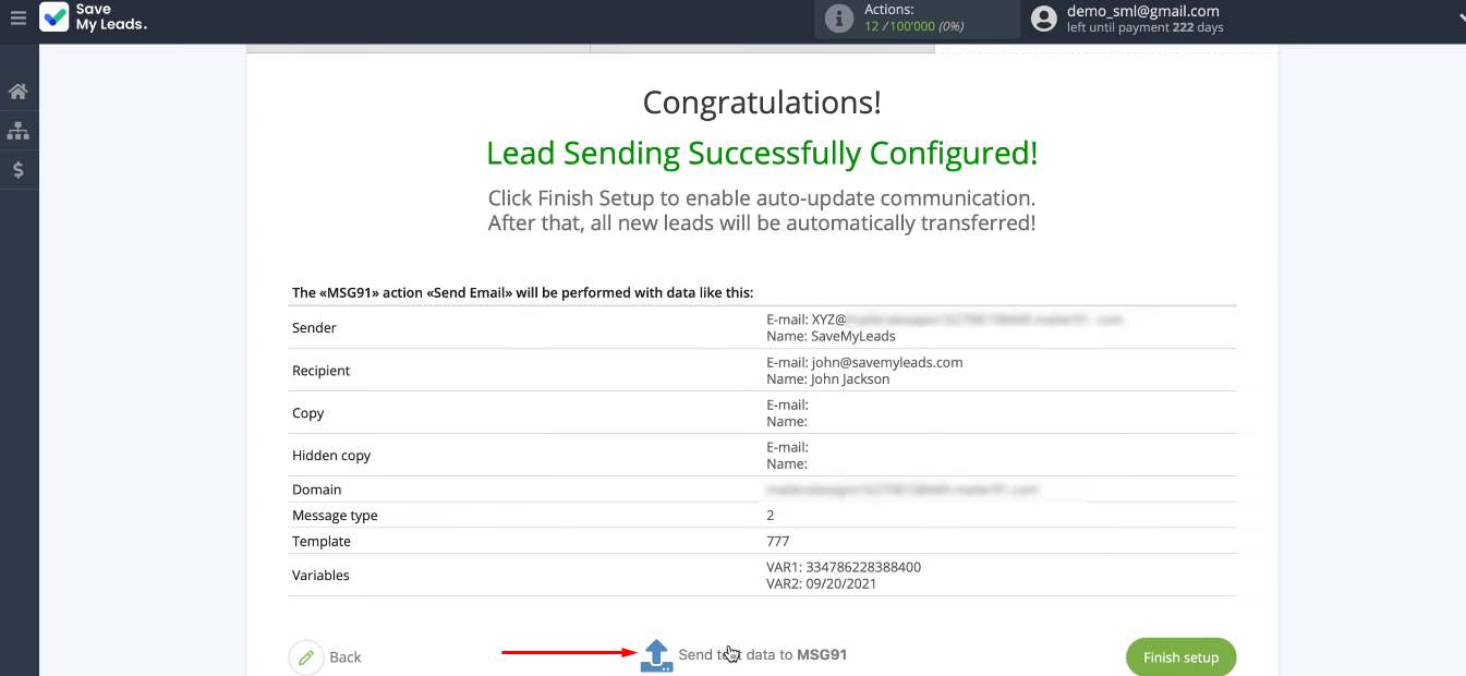 Facebook and MSG91 integration | Send test data to MSG91 Facebook and MSG91 integration | Send test data to MSG91