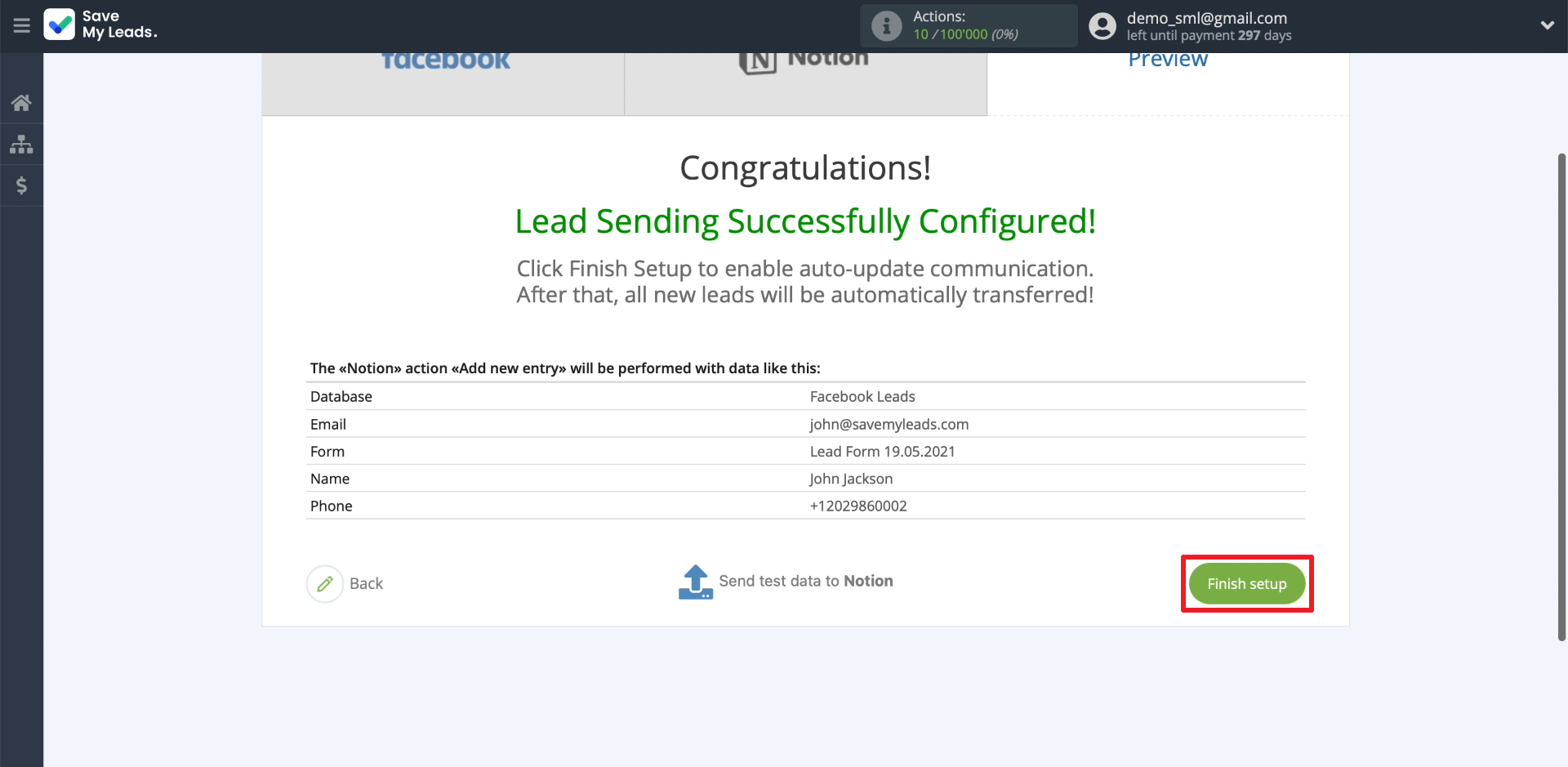 How to set up the upload of new leads from your Facebook ad account to Notion | Finishing the setup How to set up the upload of new leads from your Facebook ad account to Notion | Finishing the setup