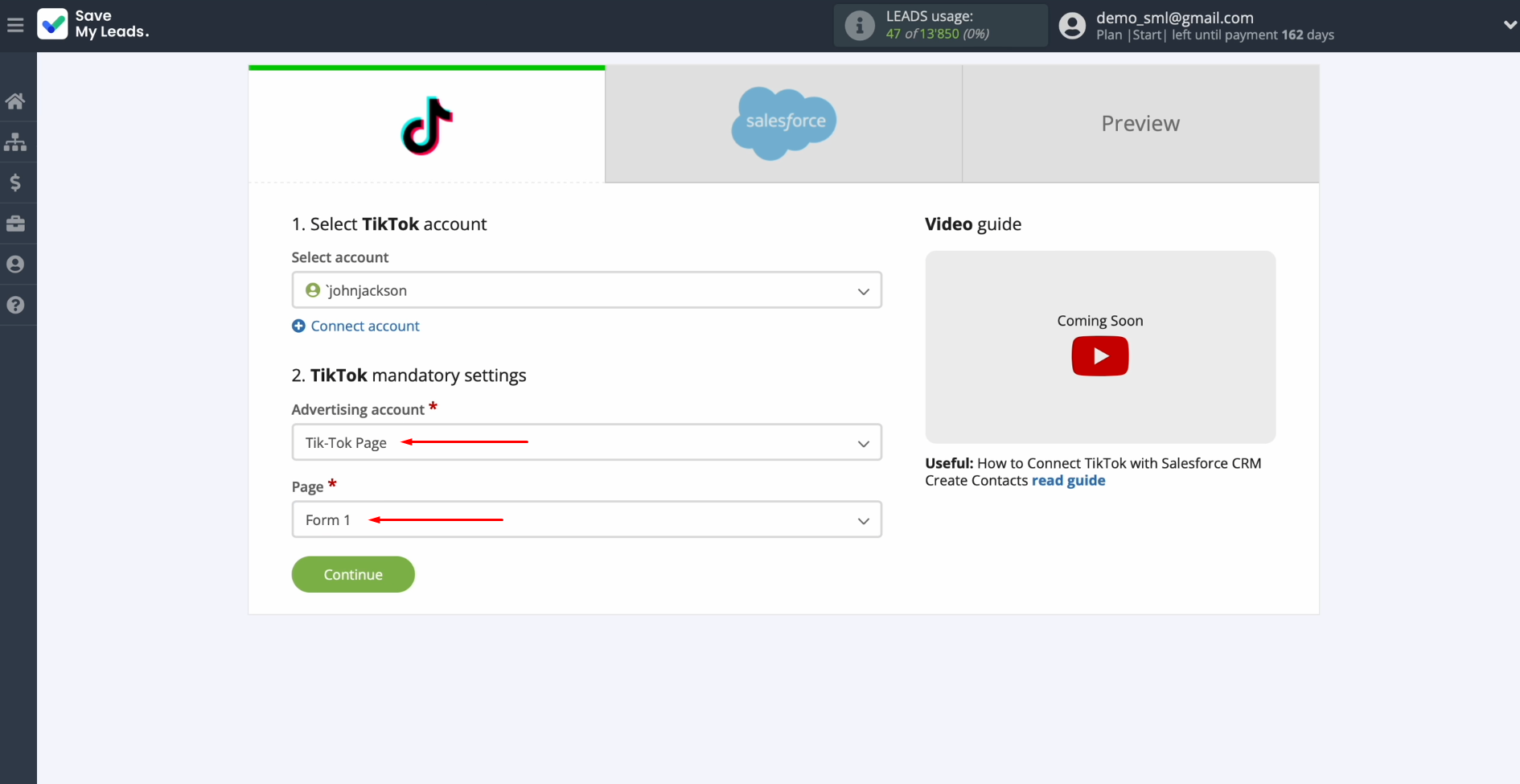 Select an advertising page and form Select an advertising page and form