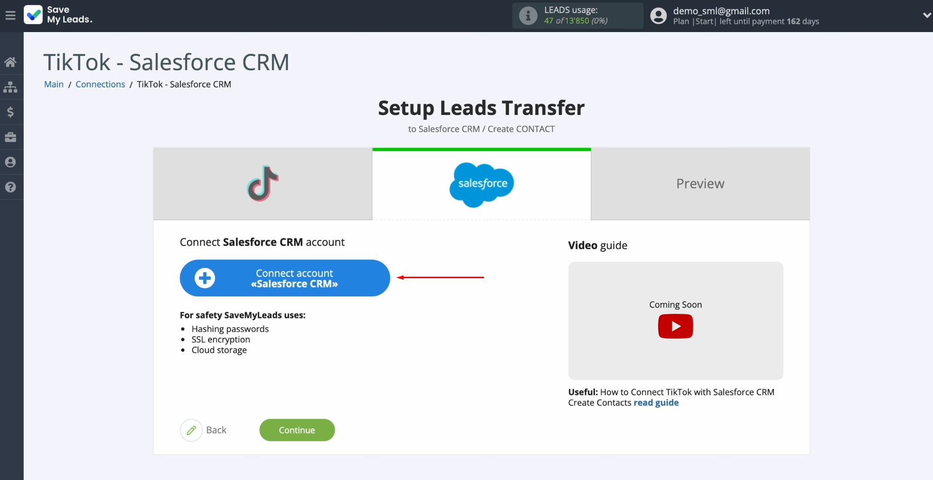 Сonnect your Salesforce account to SaveMyLeads Сonnect your Salesforce account to SaveMyLeads