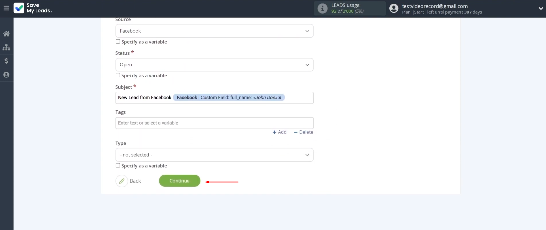 Facebook Lead Ads and Freshdesk integration | Click “Continue” Facebook Lead Ads and Freshdesk integration | Click “Continue”