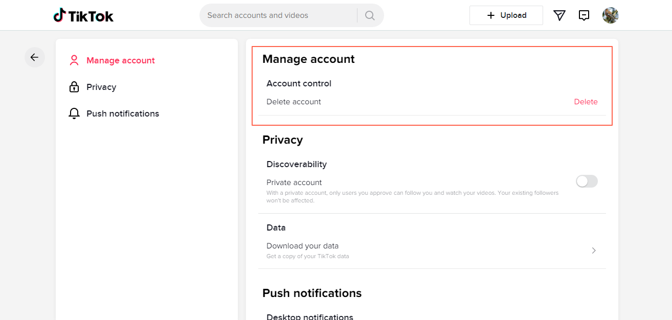 Deleting a TikTok Account | Select category Manage account Deleting a TikTok Account | Select category Manage account