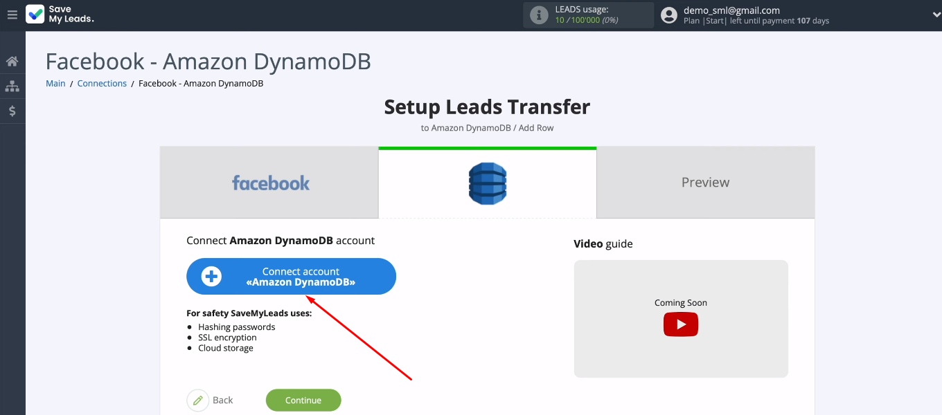 Facebook and Amazon DynamoDB integration | Connect account Amazon DynamoDB Facebook and Amazon DynamoDB integration | Connect account Amazon DynamoDB