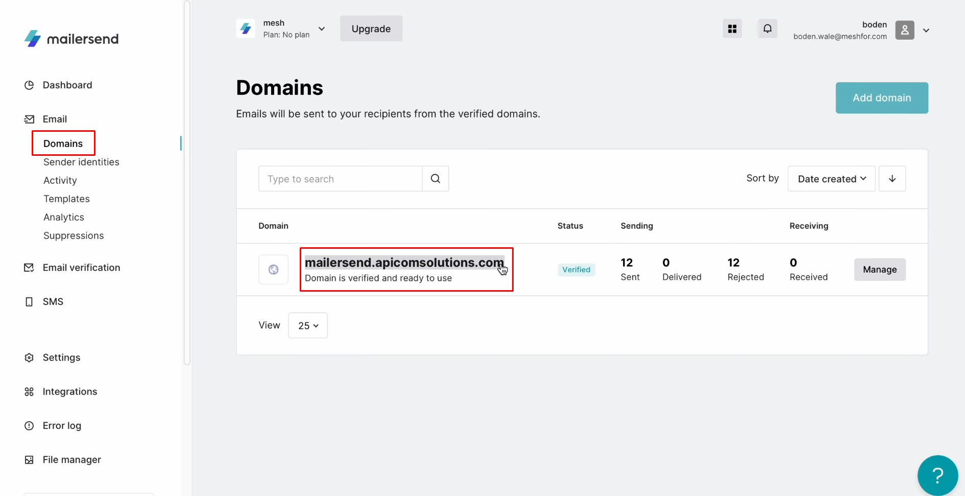 Facebook and MailerSend integration | Copy the domain Facebook and MailerSend integration | Copy the domain