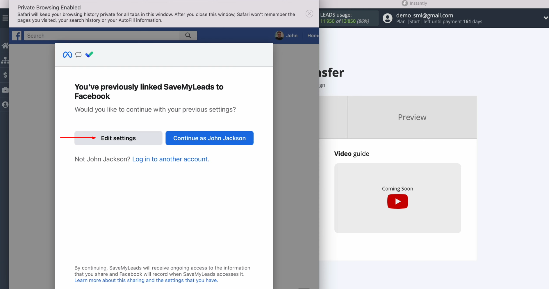 Facebook and Instantly integration | Go to settings Facebook and Instantly integration | Go to settings