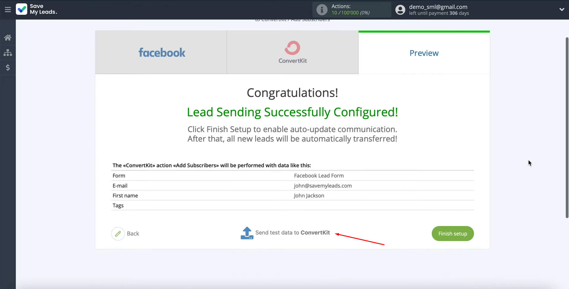 Facebook and ConvertKit integration | Send test data to ConvertKit Facebook and ConvertKit integration | Send test data to ConvertKit