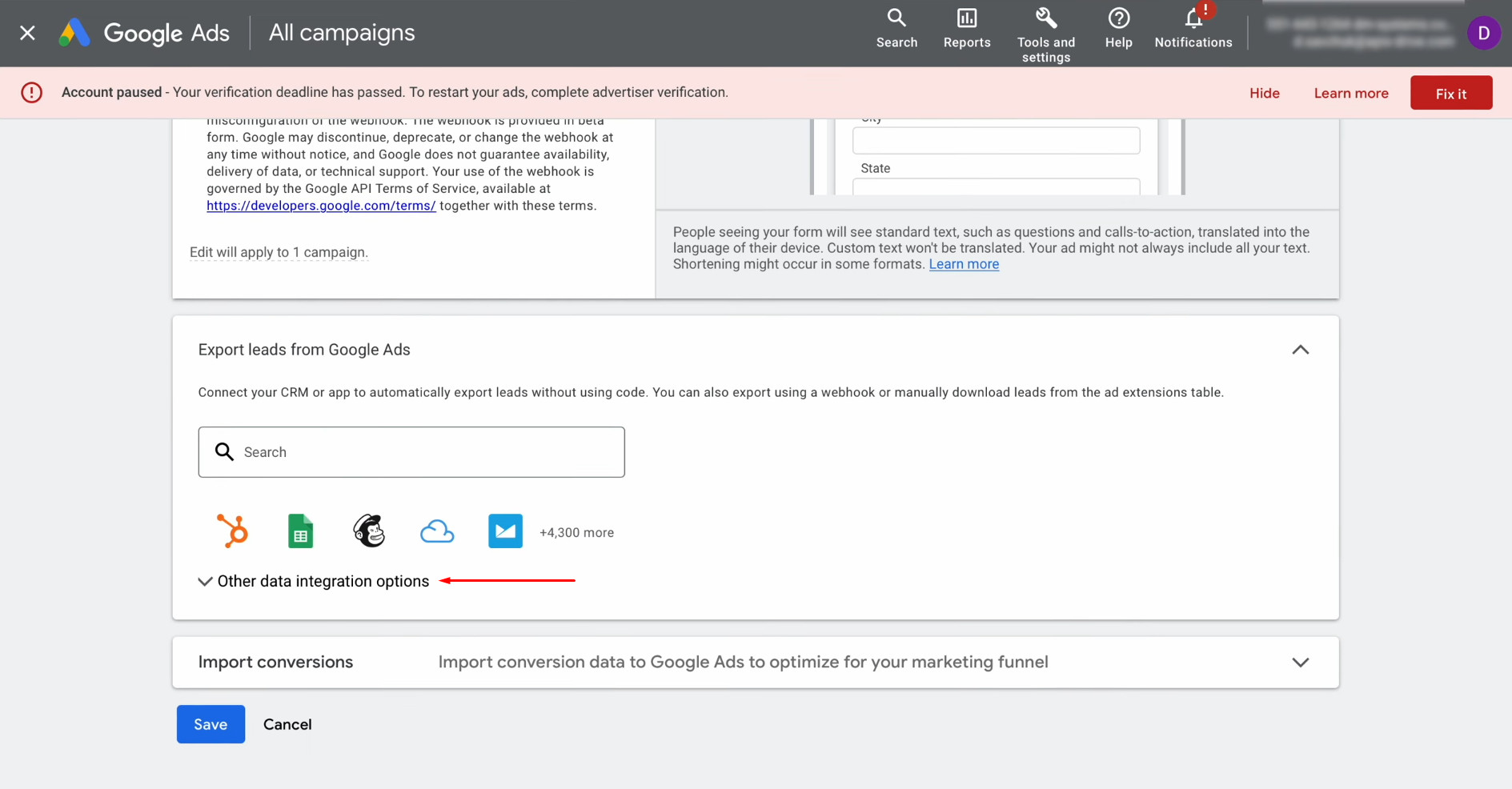Google Lead Form and Trello integration | Click on the “Other data integration options” Google Lead Form and Trello integration | Click on the “Other data integration options”