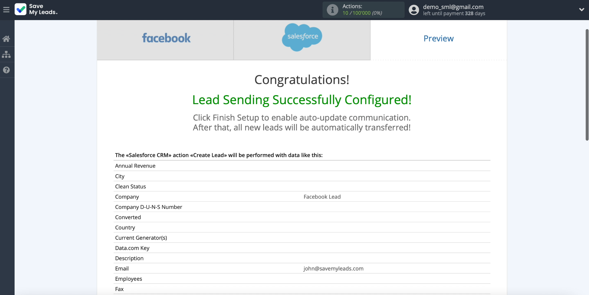 Salesforce and Facebook integration | Test data, part 1 Salesforce and Facebook integration | Test data, part 1