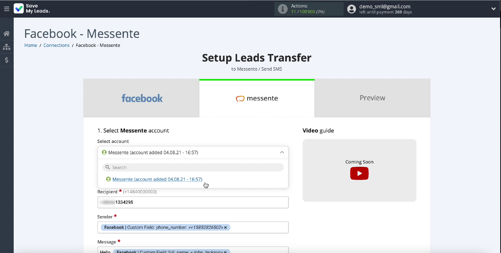 How to set up Facebook and Messente integration | Choose your account How to set up Facebook and Messente integration | Choose your account