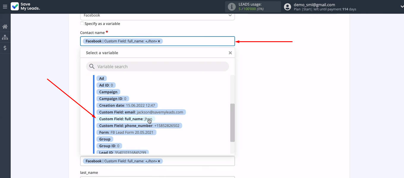 Facebook and Messaggio integration | Set up the Messaggio fields Facebook and Messaggio integration | Set up the Messaggio fields