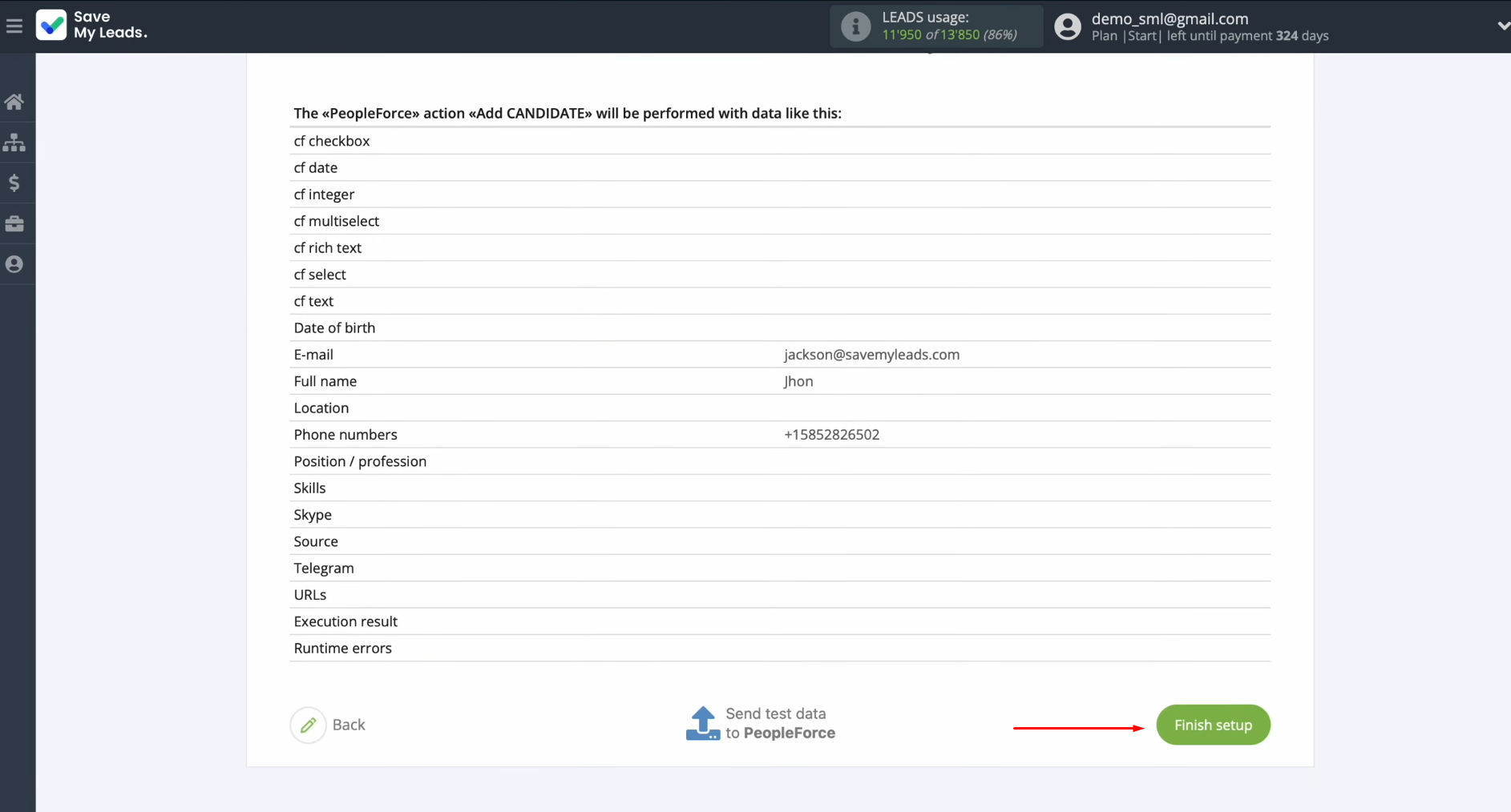 PeopleForce and Facebook integration | Click on “Finish setup” PeopleForce and Facebook integration | Click on “Finish setup”