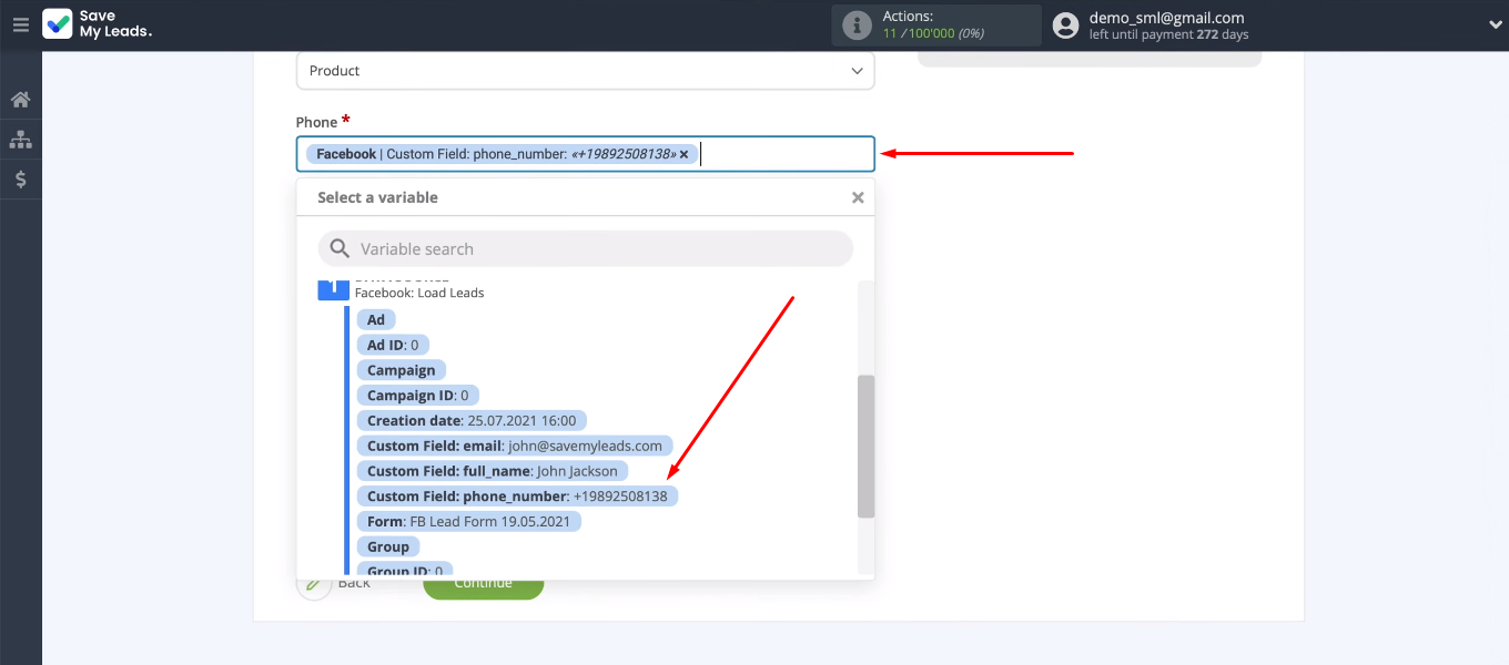 Facebook and Mailigen integration | Define the contents of the Mailigen fields Facebook and Mailigen integration | Define the contents of the Mailigen fields