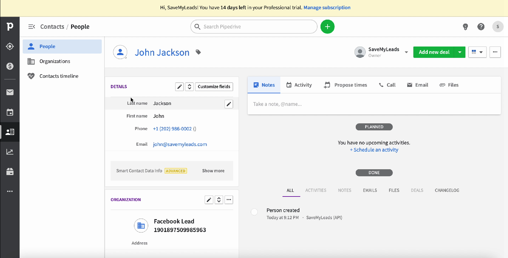 Facebook Leads Ads and Pipedrive CRM integration | Integration testing result Facebook Leads Ads and Pipedrive CRM integration | Integration testing result