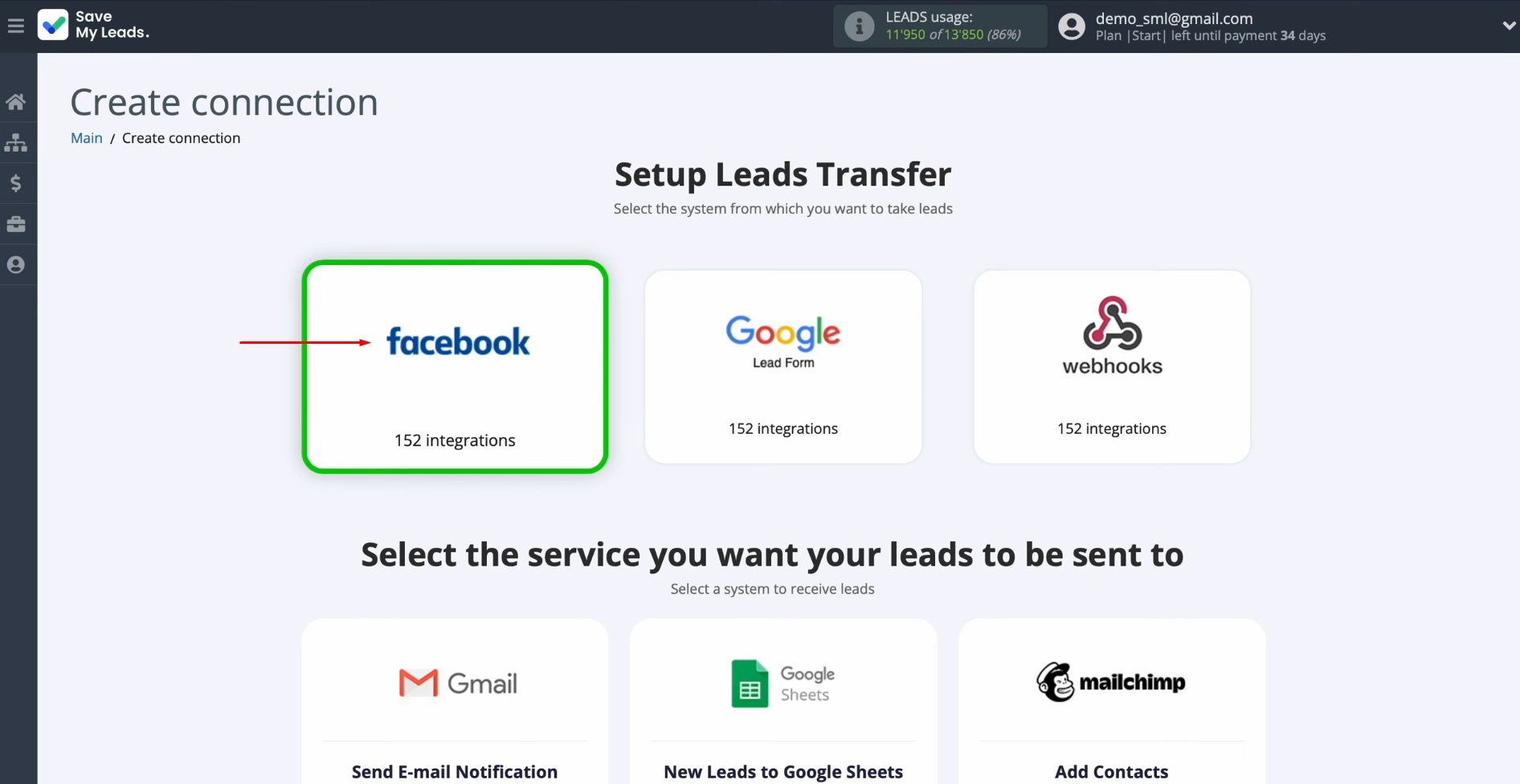 FeedBlitz and Facebook integration | Select the data source system FeedBlitz and Facebook integration | Select the data source system