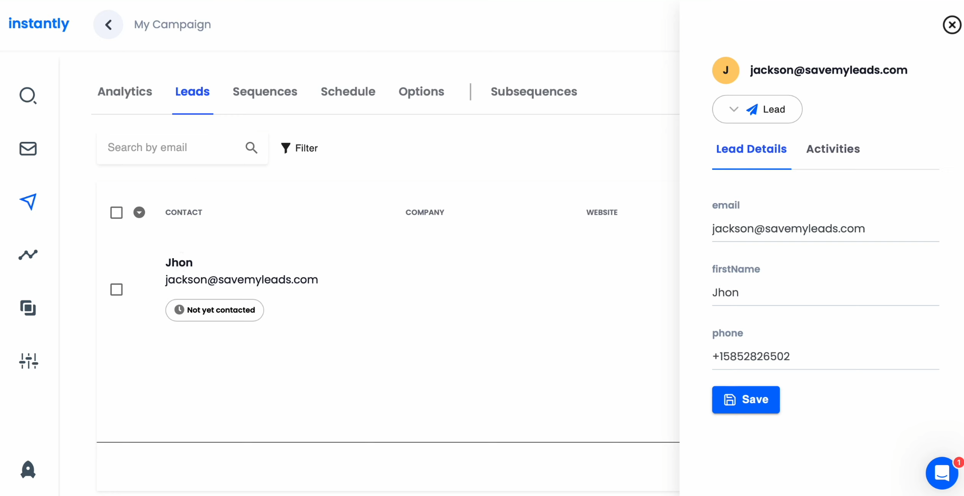 Facebook and Instantly integration | Go to Instantly and check the result Facebook and Instantly integration | Go to Instantly and check the result
