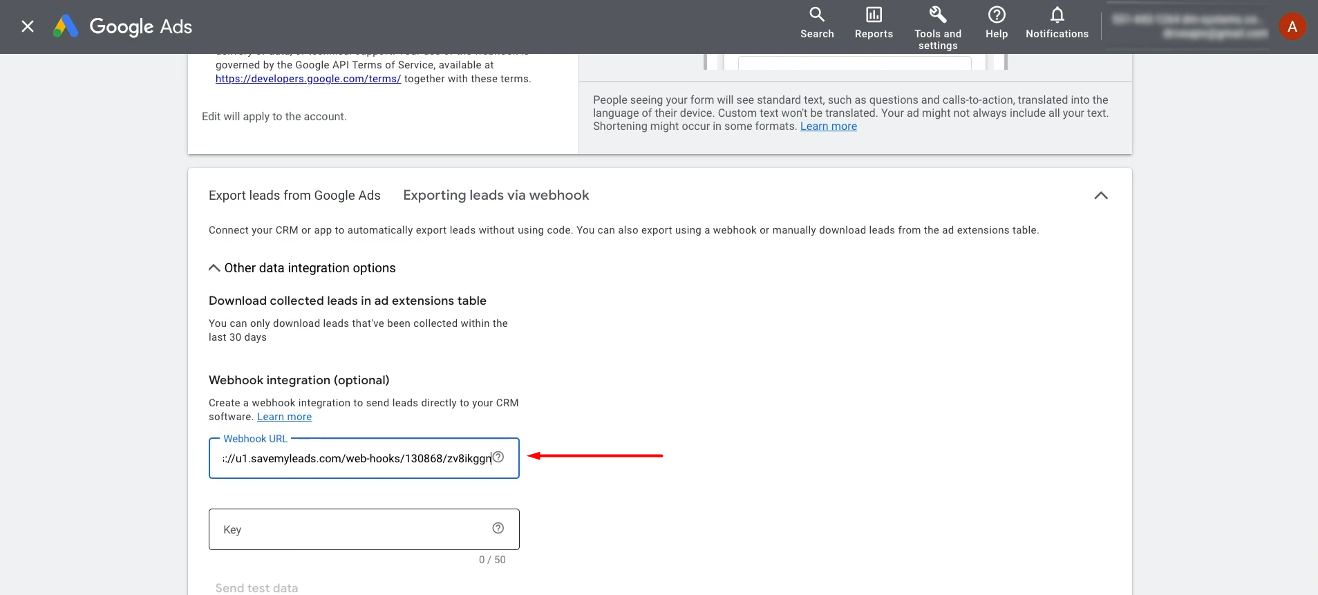 Google Lead Form and Mailchimp integration | Paste the link copied from SaveMyLeads into the appropriate field Google Lead Form and Mailchimp integration | Paste the link copied from SaveMyLeads into the appropriate field