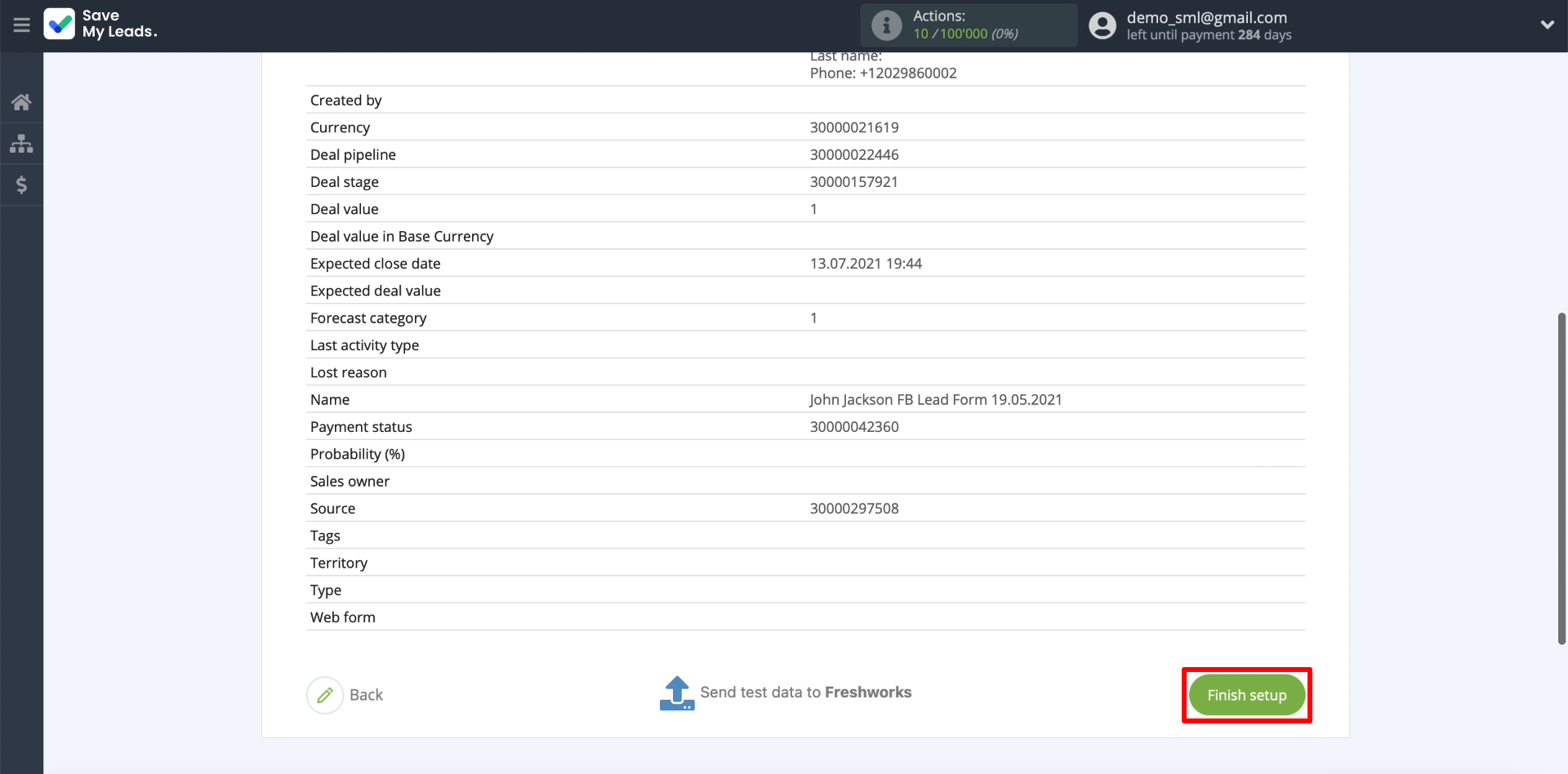Facebook and Freshworks integration | Finish setup Facebook and Freshworks integration | Finish setup