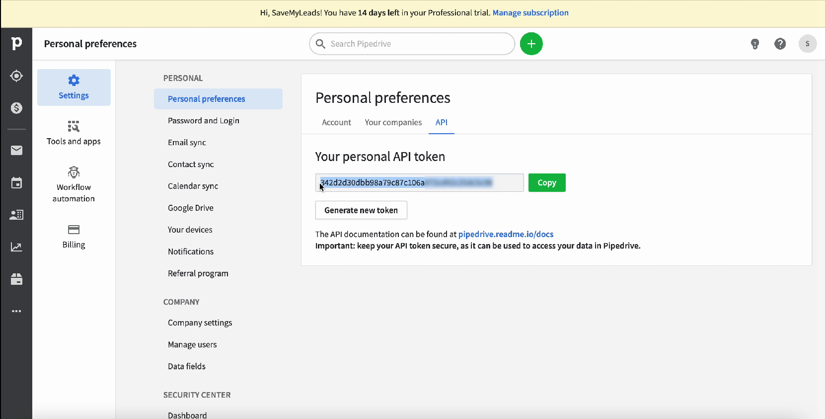 Facebook Leads Ads and Pipedrive CRM integration | Copy your API key Facebook Leads Ads and Pipedrive CRM integration | Copy your API key