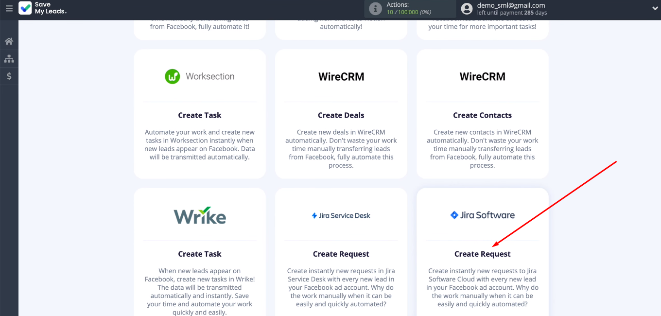 Facebook and Jira Software Cloud integration | Select template “Jira Software (Create Request)” Facebook and Jira Software Cloud integration | Select template “Jira Software (Create Request)”