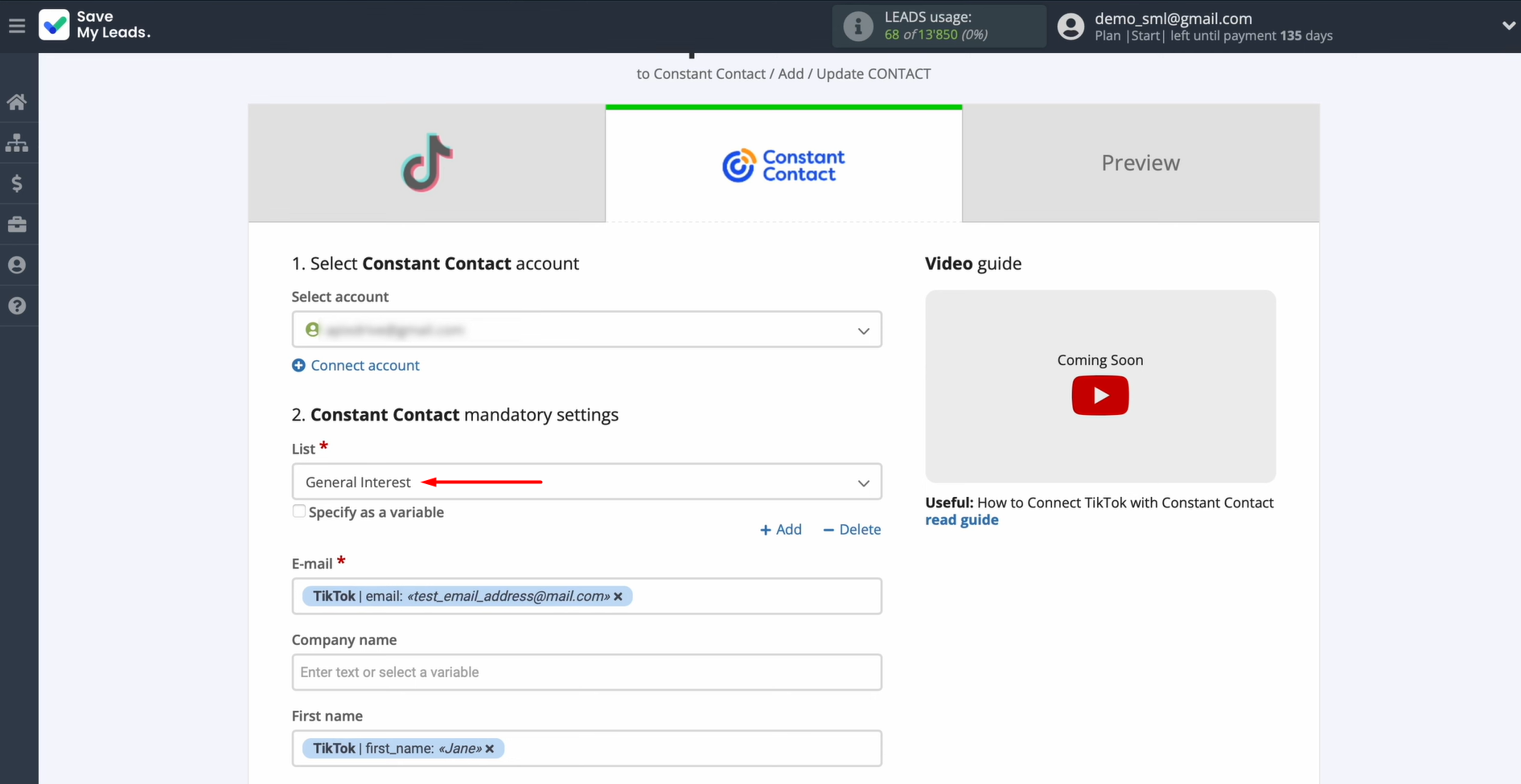 Choose the list Choose the list
