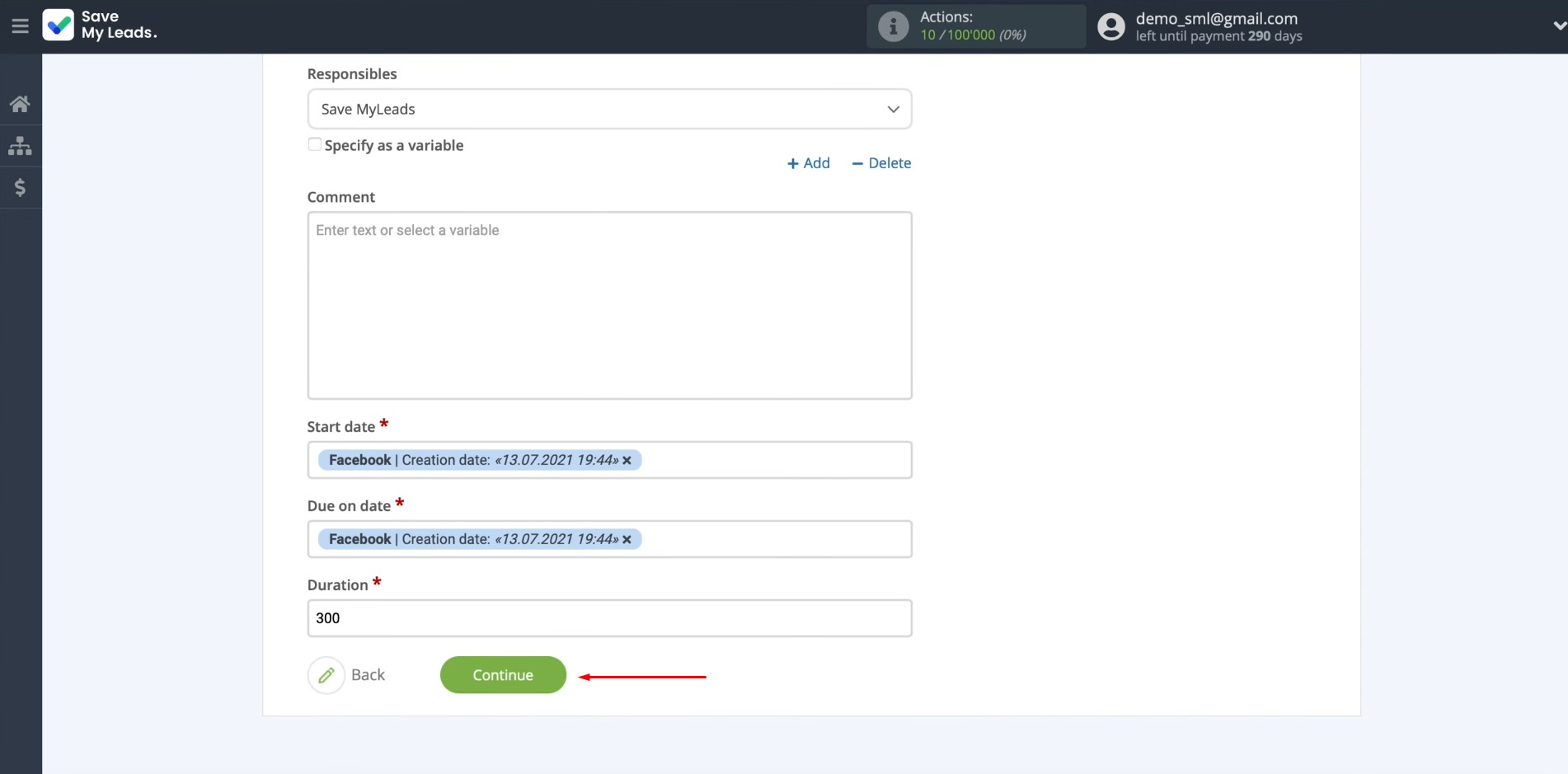Facebook and Wrike integration | Click “Continue” Facebook and Wrike integration | Click “Continue”