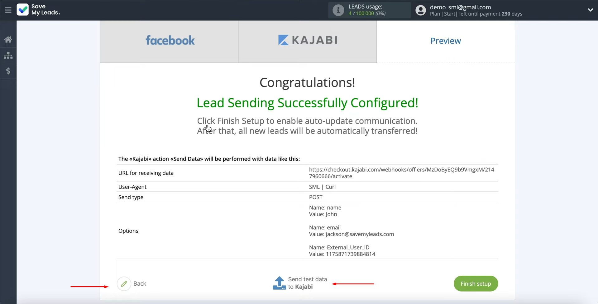 Facebook Leads Ads and Kajabi integration | Click “Send test data to Kajabi” Facebook Leads Ads and Kajabi integration | Click “Send test data to Kajabi”