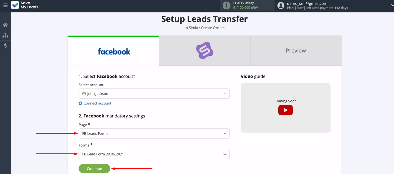 Facebook and Simla integration | Select an ad page and a lead form Facebook and Simla integration | Select an ad page and a lead form