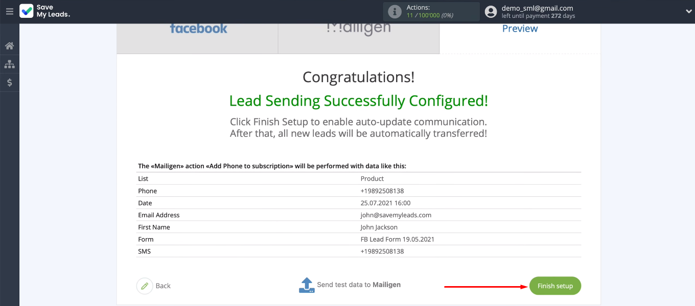 Facebook and Mailigen integration | Enable auto-update Facebook and Mailigen integration | Enable auto-update